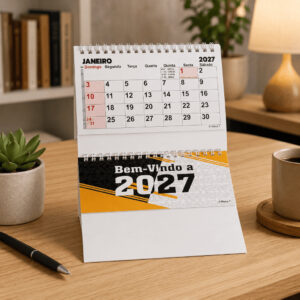 Calendário de mesa em couchê
